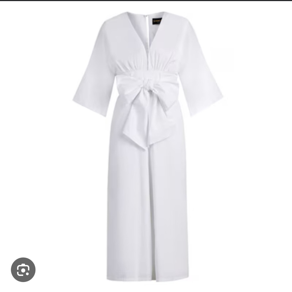 NY& CO Gabrielle Union White Bow-Tie Front Jumpsuit 2X